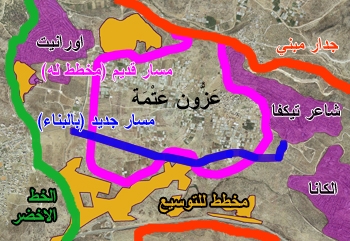 Picture for al-Shaykh Hafiz Village - Palestine: : مخطط بين مسار الجدار العنصري حول القرية