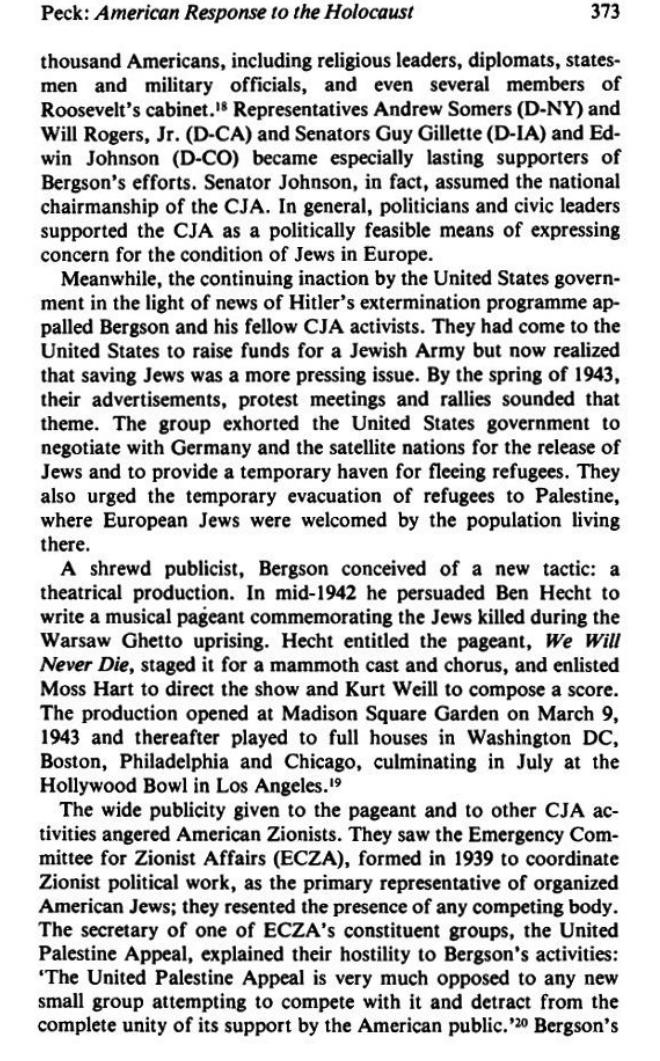 The_Campaign for an American Response To The Nazi Holocaust 1943 - 1945 By Sarah E. Peck page 373