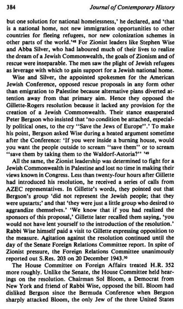 The_Campaign for an American Response To The Nazi Holocaust 1943 - 1945 By Sarah E. Peck page 384